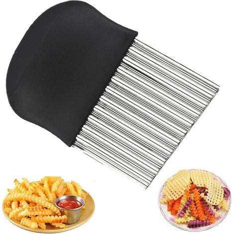 Wellenförmiges Pommes-Frites-Messer, Gemüseschneider aus Edelstahl, Wellenförmiger Kartoffelschneider, Obst- und Gemüsesalatmesser, Pommes-Frites-Schneider, Wellenförmiger Baby-Kartoffelschneider (Kar