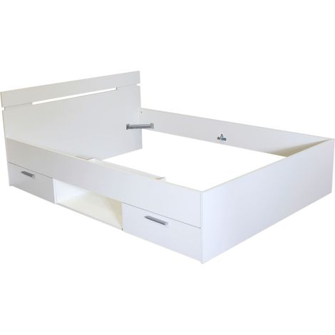 Lit Tiroirs Blanc Perle 140x190 (1/5)