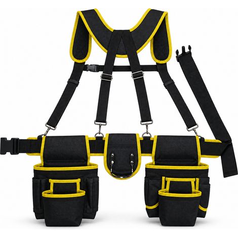 Ceinture porte outils multifonction en Oxford noir et jaune (1/5)