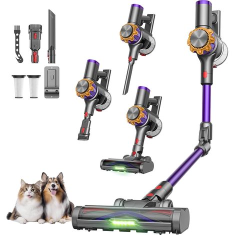 V18Pro Aspirateur Balai sans Fil avec Tube Pliable, 50kPa/650W/50Min Silencieux(60 dB), 1.4KG Léger, Aspirateur Sans Fil Puissant, Brosse Anti Enchevêtrement pour Poils d'Animaux/Tapis/Sols Durs (1/5)