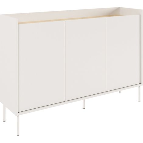 Selsey Tovi - Sideboard 3-türig, 140 cm, Weiß / Holzoptik Eiche