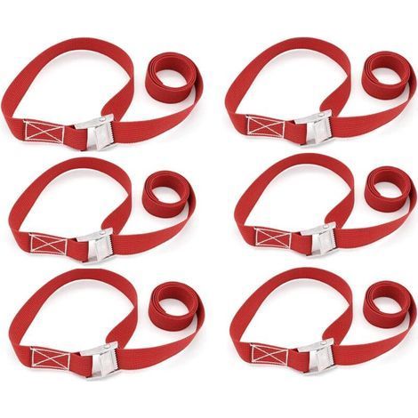6 Pieces Lashing Strap, Adjustable Ratchet Fixing Straps, Bike Carrier Strap Hitch Fixed Strap Set with Carry Bag, for Motorcycle, Car, Trailer, Luggage, Cargo(100cm,Red (1/5)