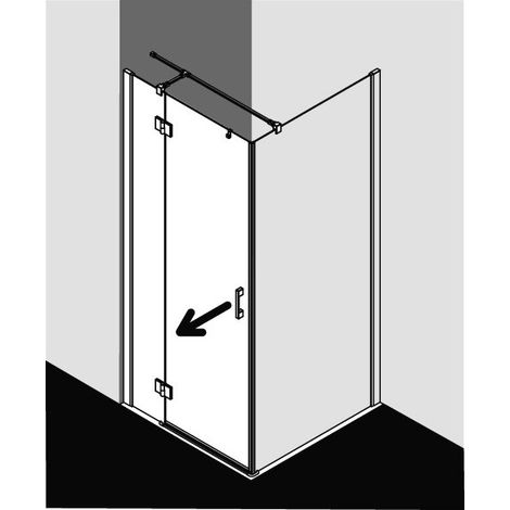 Kermi LIGA porte battante SNR 780 x 2000mm argent ultra brillant verre trempé transparent