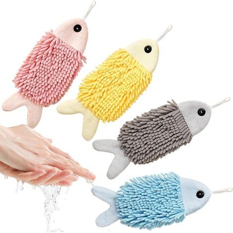 absorbent quick drying hand towels 4 pieces cartoon hand (1/5)
