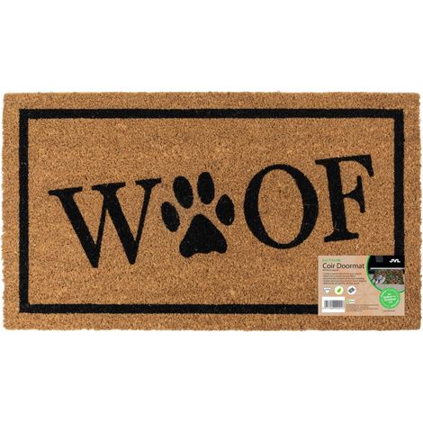 JVL Eco-Friendly Latex Backed Coir Entrance Doormat, 40x70cm - Woof