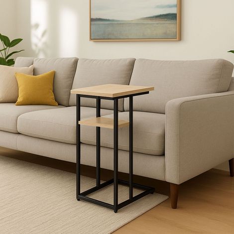 C formiger beistelltisch mit 2 ablagen fur sofa und bett