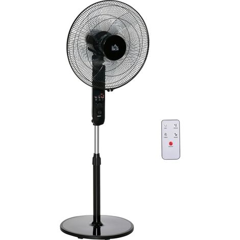 Standventilator Mit Fernbedienung Höhenverstellbar, 3 Geschwindigkeitsstufen, Metall, Verstellbarer Neigungswinkel