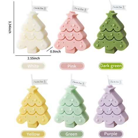 Bougies sans fumée colorées, bougies en forme de sapin de Noël, bougies parfumées pour la décoration de fêtes de Noël, mariages et spas, cadeaux (1/2)