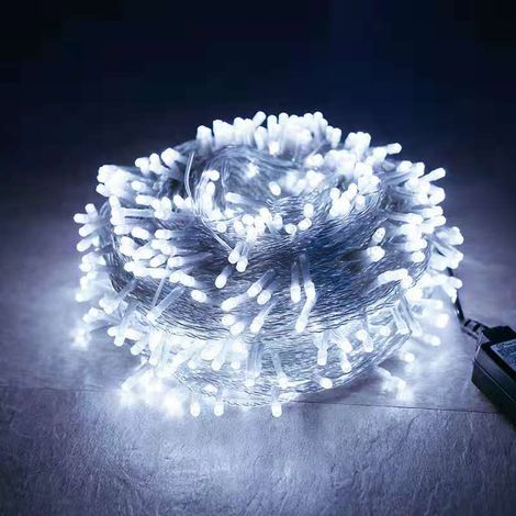 Guirlande lumineuse sapin Noël 20 m 200 LED électrique 8 modes étanche blanc froid maison fête mariage fenêtre (1/5)