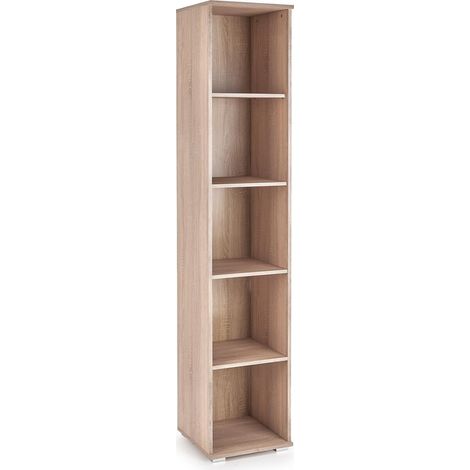 Estantería Cirveso 118, Roble Sonoma, Abierto, Aglomerado laminado, Número de puertas: 0, Número de cajones: 0, 202x40x40cm