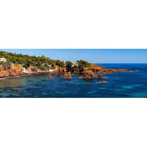 Tableau sur toile côte d'Agay le jour 30x97 cm - Impression sur Toile Murale Décorative - Image imprimée en HD sur Toile - Toile sur Châssis en Bois FSC - Fabriqué en France (1/4)