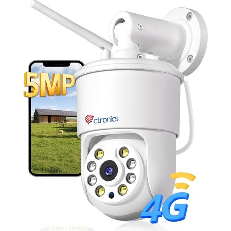 Ctronics 3G/4G LTE Caméra de Surveillance 5MP Extérieure avec Carte SIM, AI Détection, Suivi Auto, Vision Nocturne en Couleur (1/5)