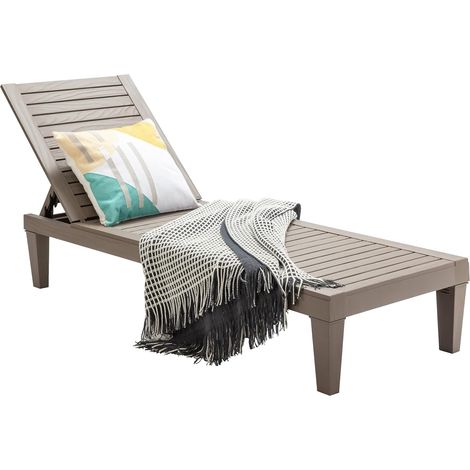 GOPLUS Sdraio Prendisole da Esterno, Lettino Prendisole in Plastica Reclinabile in 5 Posizioni, Ideale per Terrazzo, Giardino, Cortile, con Portata di 180 kg, 190 x 57,5 x 29 cm (Marrone)