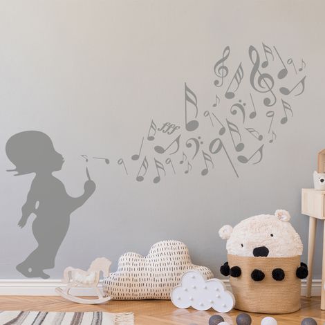 Sticker Mural - Notes de musique Enfant - 67x87 cm - Noir (1/3)
