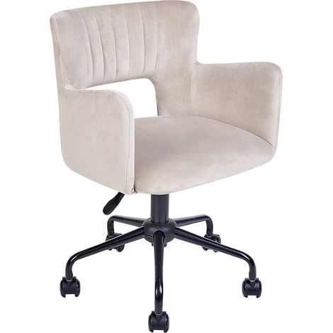 Silla de oficina de terciopelo gris pardo negro reposabrazos patas de metal Sanilac