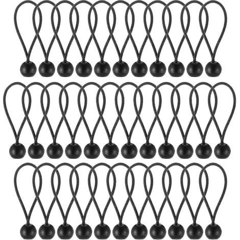 35 boules élastiques noires (20) Cordon élastique pour bâche, crochet élastique portable et durable pour bannières, bâches, pavillons, tentes, parfait pour le camping et la navigation de plaisance