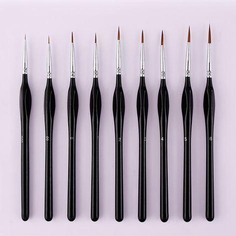 Ensemble de 9 pinceaux à peindre avec détails fins, pinceau, peinture miniature, ensemble de pinceaux pour peinture, aquar, huile, visage, ongles, peinture de maquettes, dessin au trait (1/5)