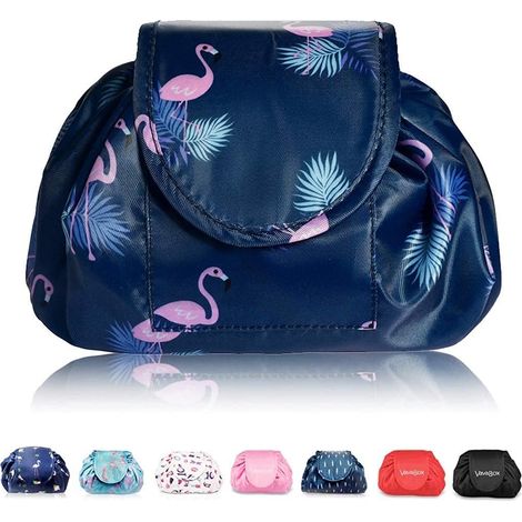 Trousse de toilette (flamant rose bleu foncé)