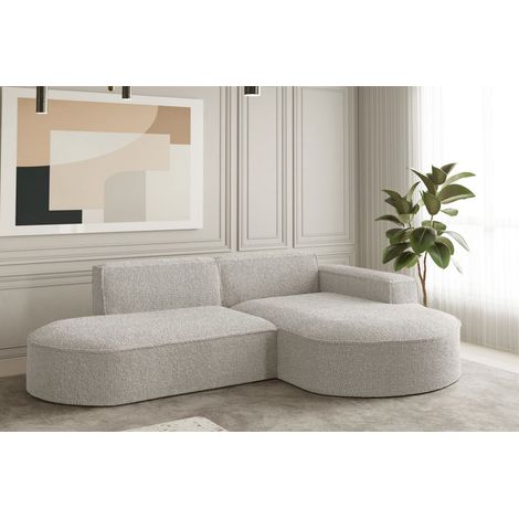 Ecksofa Designersofa PALMA XS in Stoff Ascot Pearl Ottomane Rechts (1/2)
