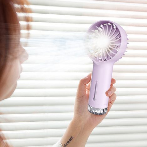 Mini ventilateur brumisateur : Ventilateur portable rechargeable USB de 16,9 cm, léger et en plastique, idéal pour les voyages et la salle de sport en extérieur. (1/5)