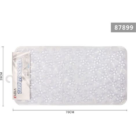 TRADE SHOP - Tappeto Antiscivolo Rettangolare Bagno Vasca Doccia Loto Bianco 36 X 70 Cm 87899 -