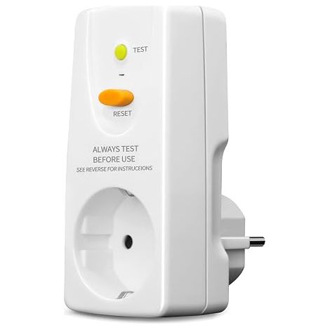 Disyuntor de protección Fi, adaptador de protección personal, 250 V 16 A 4000 W, toma de corriente individual de protección compatible con electrodomésticos, blanco (1/5)