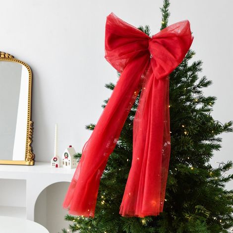 Ribbon Bow - Velours Rouge Vin 75 Cm - Décoration Arbre De Noël Arché De Mariage Boîte Cadeau - Fixation Facile Sans Froissure - 1 Pièce (1/5)
