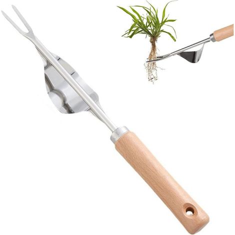 Jardinière Manuelle,Désherbeur Manuel,Outil Gouge de Désherbage en Acier Inoxydable,Outil Gouge de Désherbage en Acier Inoxydable,avec Poignée Bois Pelle,Désherbeur de Mauvaises Herbes (1/5)