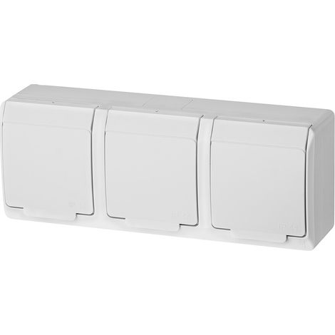 Base de montaje en superficie de 3 vías, IP44, blanca, HERMES (1/2)