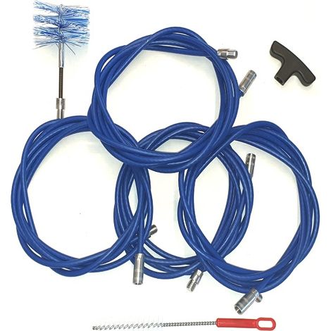 MBM – Kit de ramonage professionnel pour poêles à pellets – Brosse articulée 80 mm – Manche 3 m – Rallonges flexibles en acier ELTEX