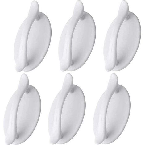 Set mit 6 weißen, selbstklebenden Türgriffen – Kunststoff – Für Türen, Fenster und Schränke (1/4)