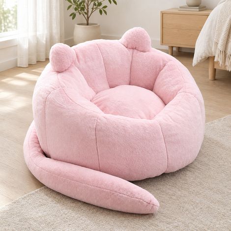Sillón puff para adulto 200 x 112 x 77 cm sin instalación en terciopelo rosa HAVRYA (1/5)