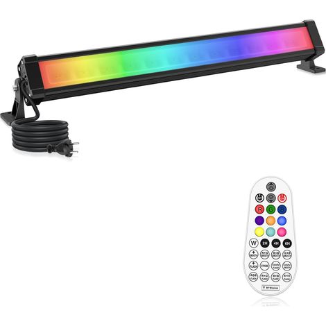 Projecteur Led RGB Barre 25W Spot LED Coloré Avec Télécommande RF 360° Barre LED Multicolore Dimmable Éclairage RGB Minuterie Et Mémoire Lampe Coloré Étanche IP66 Pour Bar Halloween Noël (1/5)