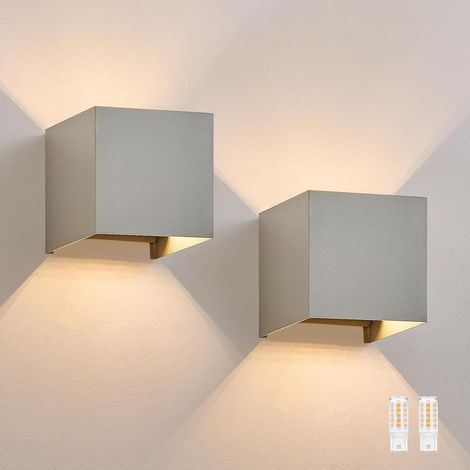 ZMH Applique murale LED Intérieur/Extérieur : lot de 2 lampes extérieures blanc chaud IP65 Anthracite Applique extérieure G9 Lampe , maison Chambre à coucher Cage d'escalier (1/5)