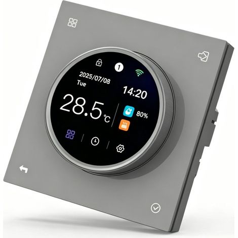 Thermostat Intelligent WiFi SDM8 pour Chauffage au Sol et Chaudière, Grand Bouton Rotatif, Écran TFT Couleur (1/4)