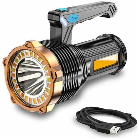 Lampe de poche LED lampe torche led ultra puissante portative COB lampe de travail 8 mode lampe rechargeable de l'éclairage extérieur Spotlight Camping excursion projecteur portatif d'urgence [Classe (1/4)