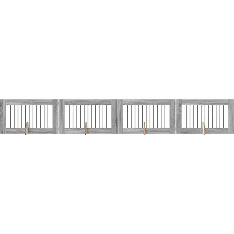 Dog Gate with Stands 4 pcs Grey Sonoma 100 x 60 cm vidaXL