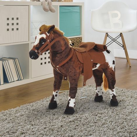 Cheval à bascule pour enfants de plus de 2 ans avec selle et sons réalistes, 85 x 28 x 60 cm, marron (1/5)