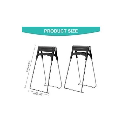 Lot de 2 Pinces Anti-Brûlure pour Plat Chaud, Pince Attrape Tout en Acier Inoxydable avec Poignée Silicone Antidérapante, Support Bol d'Air Fryer, Accessoire Cuisine Multifonction Noir