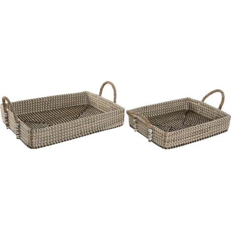 Plateau décoratif en jacinthe de mer naturel style urban chic - Naturel marron clair et beige (1/4)