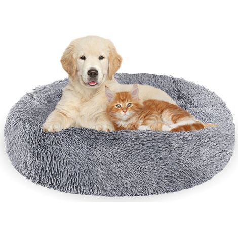 Randaco Letto per cani Letto per gatti Letto in peluche Cuscino per cani Letto per animali domestici 80cm Grigio chiaro (1/5)