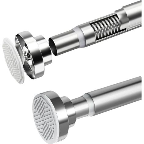 Curtain Rod, 70 to 195 cm, Shower Rod, Stainless Steel Telescopic Rod, Bathroom, Window, Wardrobe (1/5)