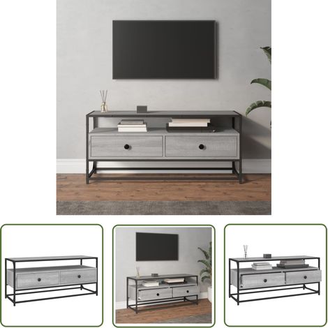 The Living Store Meuble TV sonoma gris 100x35x45 cm bois d'ingénierie - Meubles Tv - Meuble Tv - Support Tv - Unité Tv - Meuble Salon (1/5)