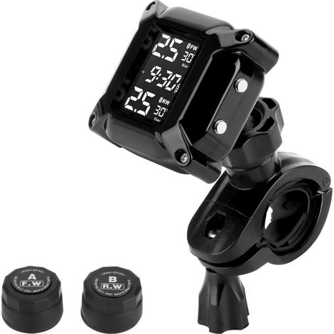 Motorcycle TPMS Moto Système de surveillance de la pression des pneus avec 2 capteurs externes Écran LCD Système d'alarme de voiture anti-off et étanche à l'eau (1/5)