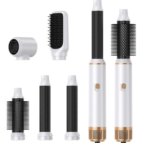 (5 en 1 (Or blanc) Norme européenne) Nouveau peigne à air chaud multifonctionnel 5 en 1 pour sèche-cheveux