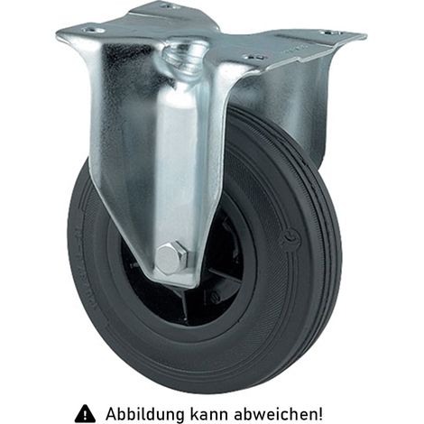 Rollcart Vollgummi-Bockrolle Ø80x30mm in schwarz 50kg Tragkraft mit Kunststoff-Felge