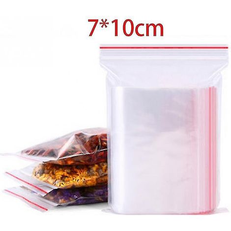 Sachets refermables en plastique transparent 100/300/500 pièces, sacs de rangement alimentaire avec zip, pochettes de conservation sous vide, organisateurs étanches et réutilisables (1/5)