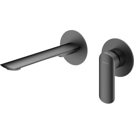 Mitigeur lavabo mural sans vidage (bouchon) noir mat (1/2)