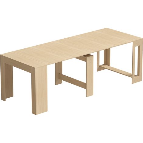 Tavolo Consolle Estendibile per 10 Persone 48-240x90x78A cm in Melamina Effetto Legno Chiaro (1/5)