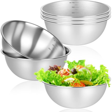 Lot de 6 bols mélangeurs en acier inoxydable - Diamètre : 17 cm - Passent au lave-vaisselle - Empilables - Pour servir, cuisine, sauce, snacks (1/5)